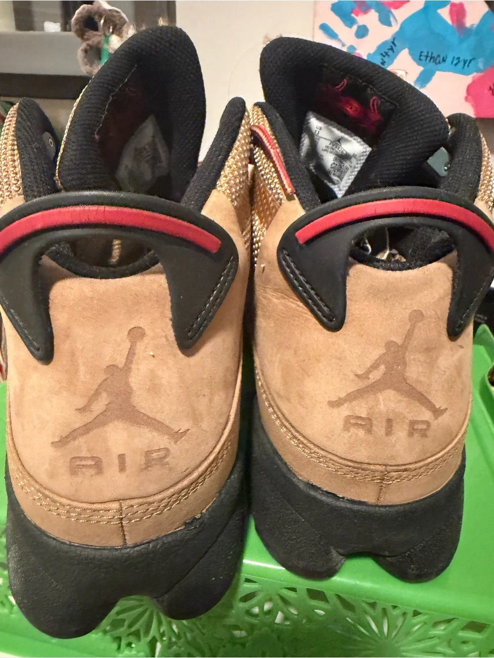 Jordan Men’s Athletic Shoes Black Brown with Red Accents